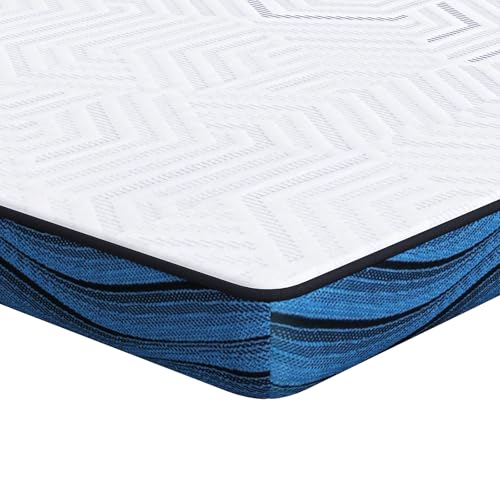 vidaXL Matratzenschoner 70 x 200 cm weiß und blau mit kühlender Gel-Technologie. Modernes Design aus Polyester und Spandex, mattes Finish, keine Montage und maschinenwaschbar. von vidaXL