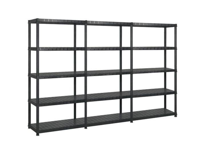 vidaXL Mehrzweckregal Lagerregal mit 5 Böden Schwarz 255x40x185 cm Kunststoff, schwarz von vidaXL