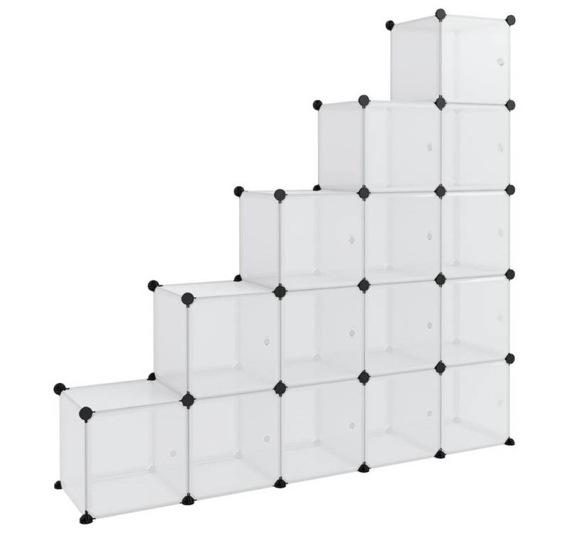 vidaXL Mehrzweckregal Regal Regalsystem mit 15 Würfeln und Türen Transparent Kunststoff Poly von vidaXL