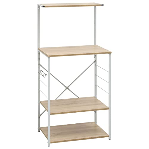 vidaXL Mikrowellenregal Küchenregal Haushaltsregal Standregal Mikrowellenhalter Bäckerregal Regal Weiß und Eiche-Optik 60×39,6×123 cm Holzwerkstoff vidaXL Mikrowellenregal Küchenregal Haushaltsregal Standregal Mikrowellenhalter Bäckerregal Regal Weiß und Eiche-Optik 60×39,6×123 cm Holzwerkstoff von vidaXL