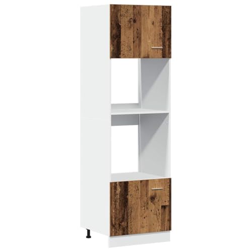 vidaXL Mikrowellenschrank Lyon Altholz-Optik 60x57x207 cm Holzwerkstoff, Küchenschrank, Küche Hochschrank, Küchenmöbel, Küchenzeile für Backofen Mikrowelle von vidaXL