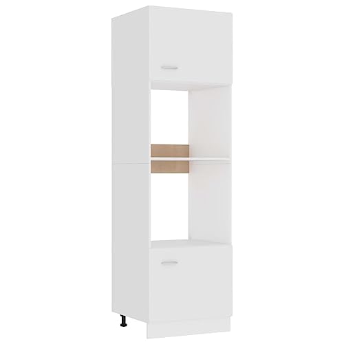 vidaXL Mikrowellenumbauschrank Küchenschrank Küche Hochschrank Küchenmöbel Küchenzeile für Backofen Mikrowelle Weiß 60x57x207cm Holzwerkstoff von vidaXL
