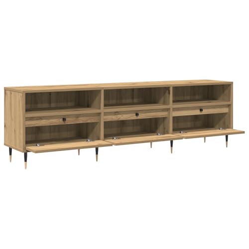vidaXL Minimalistischer Artisan Eiche TV-Ständer für Wohnzimmer und Heimkino | 4 Türscharnieren viel Stauraum haltbares Massivholz Spanplatte modernes Design Möbel Unterhaltung von vidaXL