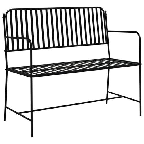 vidaXL Moderne Gartenbank für 2 Personen | Schwarz Metall-Design UV-beständig Perfekte Gärten und Patios Einfach zu reinigen Pflegeleicht Sitzmöbel Gartenmöbel Patio Langlebig Bequem Wetterfest von vidaXL