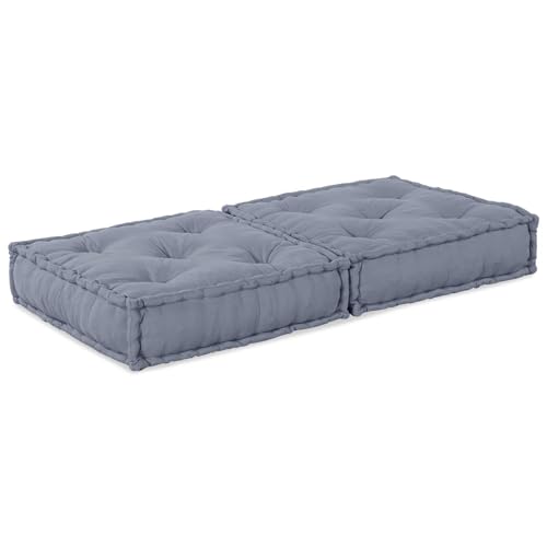 vidaXL Moderne Graue Baumwolle Pouffe | Handgemachte Stoff Innen Verwendung Weichschaum Füllung Modulare Design Für Wohnzimmer Foyer Heimkino Ideal Mehrzweck Sitzsofa Lounge Dekorative Co von vidaXL