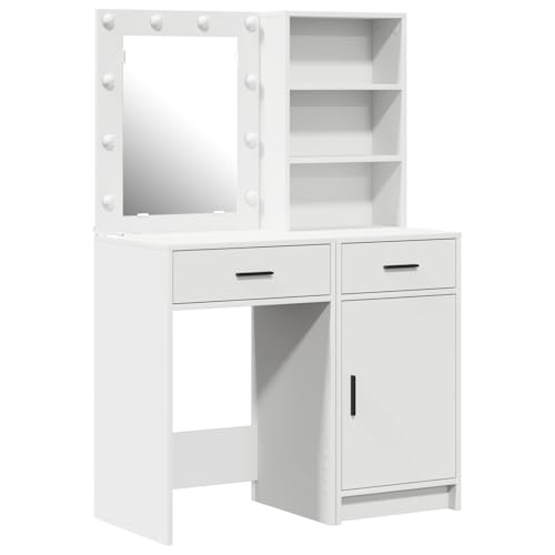 vidaXL Moderner Schminktisch Mit Spiegel & Eingebauten LED-Lichtern Weiß MDF Makeup Für Schlafzimmer Erwachsene Pflege-Station Traditionelle Schublade Stauraum Elegantes Design Beauty Holz Tisch Licht vidaXL Moderner Schminktisch Mit Spiegel & Eingebauten LED-Lichtern Weiß MDF Makeup Für Schlafzimmer Erwachsene Pflege-Station Traditionelle Schublade Stauraum Elegantes Design Beauty Holz Tisch Licht von vidaXL