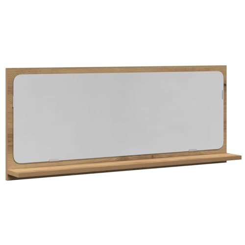 vidaXL Moderner Artisan Eiche Badezimmer Spiegel Rechteckig Wandmontiert Acrylreflexion Stylische Deko für kleine Räume Leicht Langlebiges Design 90x10.5x37 cm von vidaXL
