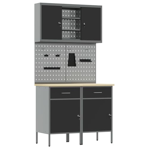 vidaXL 8-teiliges Werkbank-Set Graues Stahl von vidaXL