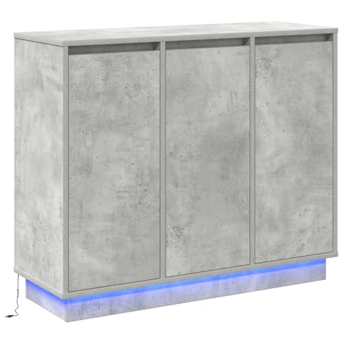 vidaXL Moderner Beton-Grauer Nachttisch mit LED-Beleuchtung und Schiebetüren – kompaktes, rechteckiges Möbel für den Schlafzimmergebrauch. Langlebiges Design für Erwachsene, modernes Designche von vidaXL