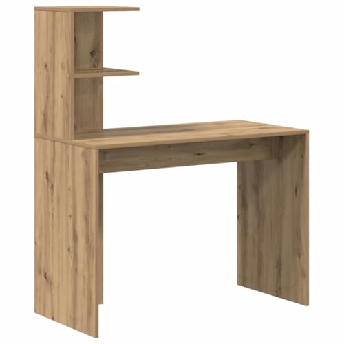 vidaXL Moderner Eiche Schreibtisch mit Regalen | MDF Furnier stilvolle Büromöbel kompaktes Design für Studium. Studiertisch Kleiner Raum von vidaXL