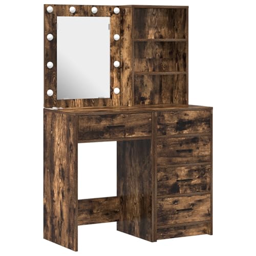 vidaXL Geräuchertes Eichen Highboard Stauraum-Schrank mit 3 Schubladen und integrierten Regalen für ESS- und Wohnzimmer Buffet Möbel Modern Holzwerkstoff Innenlösungen von vidaXL
