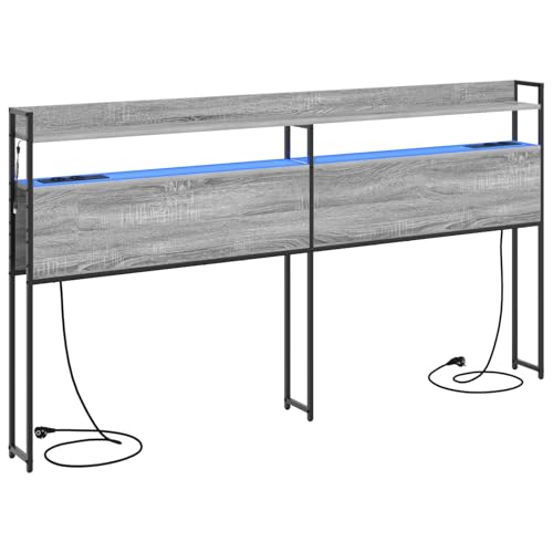 vidaXL Moderner Kopfteil für Dein Schlafzimmer. Stylisches Möbelstück mit Stauraum und innovativen Funktionen wie einem Nachttisch-Organizer und Innenbeleuchtung. von vidaXL