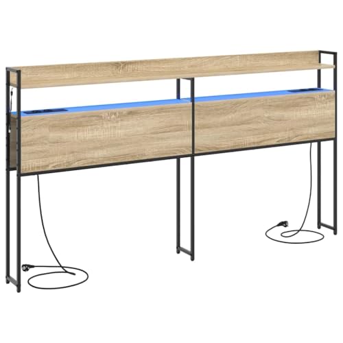 vidaXL Moderner Kopfteil für Schlafzimmermöbel. Stylisches Bett-Accessoire mit Stauraum und praktischen Funktionen. Nachttisch-Organizer für drinnen und integrierte Beleuchtung. von vidaXL