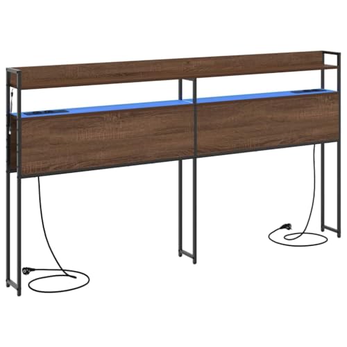 vidaXL Moderner Kopfteil fürs Schlafzimmer – Stylisches Möbelstück mit Stauraum, Nachttisch-Organizer und eingebauter Beleuchtung. von vidaXL