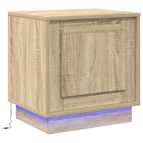 vidaXL Nachttisch mit LED-Leuchten Sonoma Eiche 44x34,5x45 cm von vidaXL