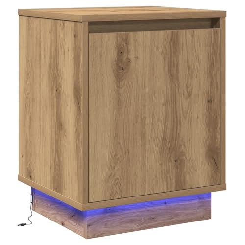 vidaXL Moderner Nachttisch mit integrierter LED-Beleuchtung in Artisan Eiche | Holzwerkstoff | Stylische Stauraum-Nachtkommode für Schlafzimmerdekoration | Klein, elegant, modernes Nachtgestell vidaXL Moderner Nachttisch mit integrierter LED-Beleuchtung in Artisan Eiche | Holzwerkstoff | Stylische Stauraum-Nachtkommode für Schlafzimmerdekoration | Klein, elegant, modernes Nachtgestell von vidaXL