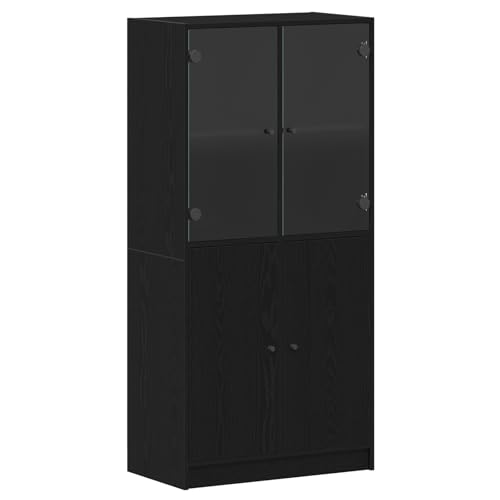 vidaXL Highboard mit Türen Schwarz Eiche 68x37x142 cm Holzwerkstoff von vidaXL