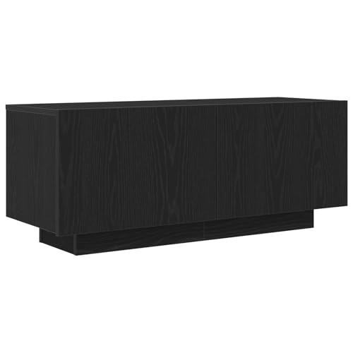 vidaXL Moderner TV-Schrank aus Schwarz Eiche mit 2 Türen für Wohnzimmer | Stylishes Design aus Holzwerkstoff, nur für drinnen, einfache Montage erforderlich, Möbel Tisch Heim-Medienzentrum, schlank von vidaXL