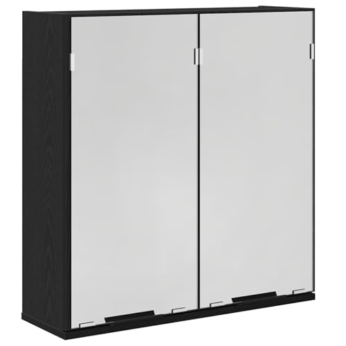 vidaXL Moderner Wandmontierter Spiegelschrank aus schwarzem Eichenholz mit viel Stauraum, robustem Holzwerkstoff, stylischem Design zur Aufbewahrung von Badezimmer-Essentials, Platzsparer für drinnen vidaXL Moderner Wandmontierter Spiegelschrank aus schwarzem Eichenholz mit viel Stauraum, robustem Holzwerkstoff, stylischem Design zur Aufbewahrung von Badezimmer-Essentials, Platzsparer für drinnen von vidaXL