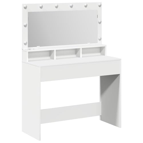 vidaXL Moderner weißer Schminktisch mit LED-Lichtern und Spiegel, schicke MDF-Schminkstation für Schlafzimmerdekoration, kompaktes Design, ideale Pflegeutensilien, leichtes Möbelstück, Stauraum vidaXL Moderner weißer Schminktisch mit LED-Lichtern und Spiegel, schicke MDF-Schminkstation für Schlafzimmerdekoration, kompaktes Design, ideale Pflegeutensilien, leichtes Möbelstück, Stauraum von vidaXL