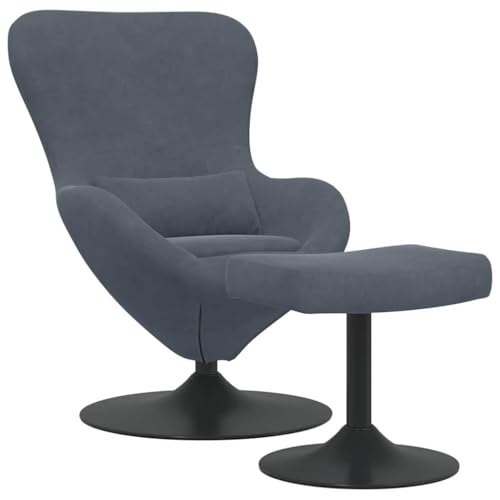 vidaXL Dunkelgrauer Samteierstuhl mit Fußstütze, drehbar – modernes Design für Dein Wohnzimmer. Bequemer und schicker Sessel mit einem Platz, zeitgemäßer, rotierbarer Loungesessel. von vidaXL