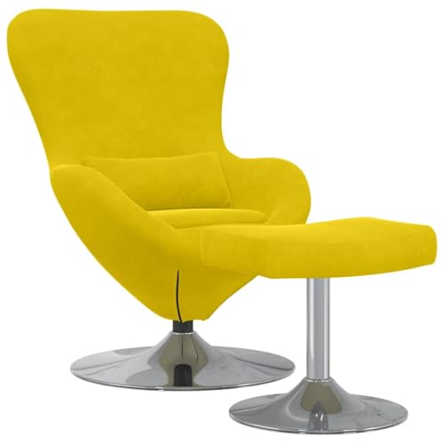 vidaXL Gelber Samt-Ei-Stuhl mit Fußhocker, drehbar, modernes Design für Wohnzimmer, bequemer und stylischer Sessel, perfekte Lounge-Lösung zum Entspannen daheim. vidaXL Gelber Samt-Ei-Stuhl mit Fußhocker, drehbar, modernes Design für Wohnzimmer, bequemer und stylischer Sessel, perfekte Lounge-Lösung zum Entspannen daheim. von vidaXL