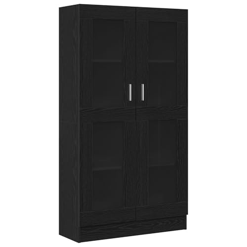 vidaXL Moderner schwarzer Eichenbuchschrank mit 4 Türen | Stylische Holzwerkstoff-Lagerungseinheit für Wohnzimmer 150 cm Höhe Wohnkultur Funktionale Möbel fürs Organisieren Bücherregale Schränke vidaXL Moderner schwarzer Eichenbuchschrank mit 4 Türen | Stylische Holzwerkstoff-Lagerungseinheit für Wohnzimmer 150 cm Höhe Wohnkultur Funktionale Möbel fürs Organisieren Bücherregale Schränke von vidaXL