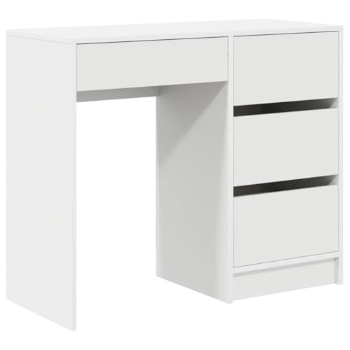 vidaXL Moderner weißer Schreibtisch mit DREI Schubladen | Kompakte Stauraumlösung, minimalistischer MDF-Tisch für Home Office Computerarbeitsplatz, stylisches Möbelstück mit mattem Finish vidaXL Moderner weißer Schreibtisch mit DREI Schubladen | Kompakte Stauraumlösung, minimalistischer MDF-Tisch für Home Office Computerarbeitsplatz, stylisches Möbelstück mit mattem Finish von vidaXL