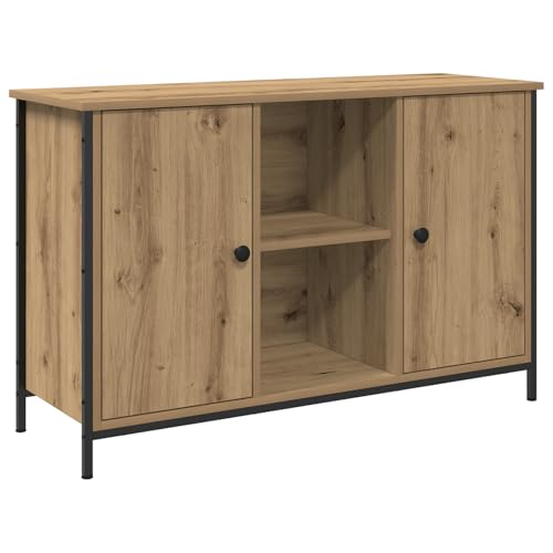 vidaXL TV-Schrank Schwarz Eiche 101x35x65 cm Holzwerkstoff und Stahl von vidaXL