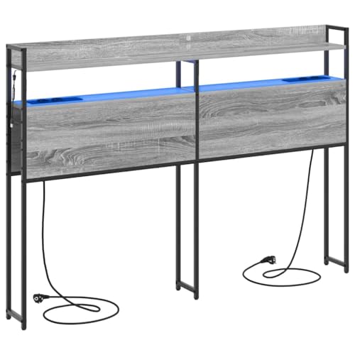 vidaXL Moderner Kopfteil für Schlafzimmermöbel. Zeitgenössisches Bett mit stylischem Zubehör und Stauraum. Innovatives Feature: Nachttisch-Organizer und integrierte Beleuchtung im Kopfende. von vidaXL