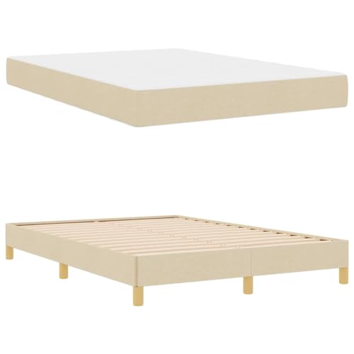 vidaXL Bettgestell für Dein Schlafzimmer – Moderne Schlaflösung aus rechteckigem Stoff und Ingenieurholz, mit bequemer Pocketed Coil Matratze für Dein Zuhause von vidaXL