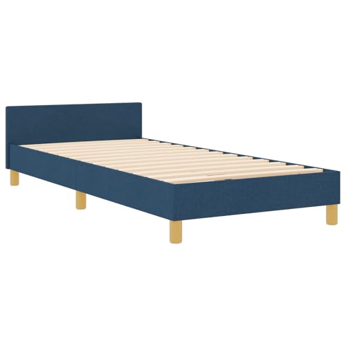 vidaXL Modernes Blaues Gepolstertes Bettgestell | Umwandelbar 90 x 190 cm Holzwerkstoff & Polyester | Robustes, sty lisches Design | Unterstützt Zwei Personen | Verstellbares Möbelstück für von vidaXL