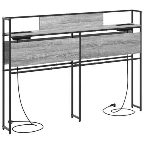 vidaXL Modernes Buch-Kopfteil aus Holz und Stahl, Sonoma-Grau, 150 cm, mit Stauraum, Ladestation, USB- und AC-Anschlüsse, perfekt für Schlafzimmer, Organizer vidaXL Modernes Buch-Kopfteil aus Holz und Stahl, Sonoma-Grau, 150 cm, mit Stauraum, Ladestation, USB- und AC-Anschlüsse, perfekt für Schlafzimmer, Organizer von vidaXL