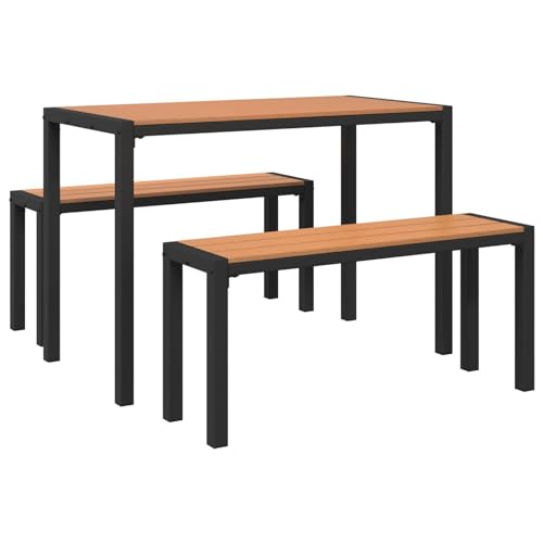 vidaXL Modernes Gartenbank-Set für Vier Personen | Langlebiges Metall und Holz-Design mit texturierter Oberfläche | Perfekt für Terrasse, Garten oder Balkon | Sitzlösungen Möbel Rechteckig von vidaXL