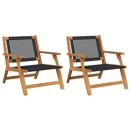 vidaXL modernes Outdoor-Netzstuhl-Set mit schwarzem Holzrahmen und Textilsitz – perfekt für Balkone und Gärten – stylisch und pflegeleicht – geeignet für Erwachsene von vidaXL