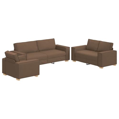 vidaXL Modernes Mehrplatz-Sofa-Set für den Innenbereich, robust, brauner Stoff, umfasst 3-Sitzer, 2 Sessel, ideal für Wohnzimmer oder Büro, pflegeleicht, Polster-Couchmöbel, Bequeme Sitzgelegenheit von vidaXL