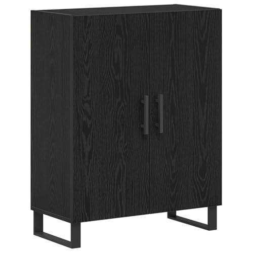 vidaXL Modernes Schwarzes Eichen Sideboard mit Zwei Türen Elegantes Buffet für ESS- und Wohnzimmer Robuste Möbel aus massivem Holz Ideale Raumdekoration Innenlagerungseinheit von vidaXL