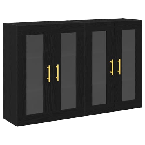 vidaXL Modernes Sideboard aus schwarzer Eiche mit goldenen Akzenten | 4 Türen & verstellbare Regale | Stylische Buffet-Stauraum Einheit für Wohnzimmer oder Esszimmer | Elegantes Design | Schick vidaXL Modernes Sideboard aus schwarzer Eiche mit goldenen Akzenten | 4 Türen & verstellbare Regale | Stylische Buffet-Stauraum Einheit für Wohnzimmer oder Esszimmer | Elegantes Design | Schick von vidaXL
