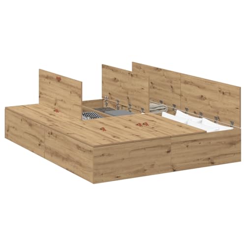 vidaXL Modernes Stauraumbettgestell mit Artisan Eichen-Finish – Reichlich Platz für Doppelmatratze 135 x 190 cm – Ideal für Schlafzimmer, Buffet, Konsole oder Eingangsbereich vidaXL Modernes Stauraumbettgestell mit Artisan Eichen-Finish – Reichlich Platz für Doppelmatratze 135 x 190 cm – Ideal für Schlafzimmer, Buffet, Konsole oder Eingangsbereich von vidaXL