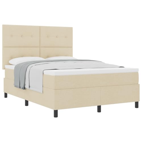 vidaXL Modernes Stoff Boxspringbett mit Matratze und Topper Creme 140X200Cm Indoor Schlafzimmermöbel Rahmen Schoner Taschen Schaum Pad von vidaXL