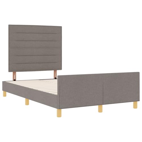 vidaXL Modernes Taupe Bettgestell mit Kopfteil für 120 x 200 cm Matratze Stylische Holzstruktur Robustes Gewebe Perfekt für Schlafzimmer und Studentenzimmer Erwachsene Wohnmöbel Schlafzimmer Doppel vidaXL Modernes Taupe Bettgestell mit Kopfteil für 120 x 200 cm Matratze Stylische Holzstruktur Robustes Gewebe Perfekt für Schlafzimmer und Studentenzimmer Erwachsene Wohnmöbel Schlafzimmer Doppel von vidaXL