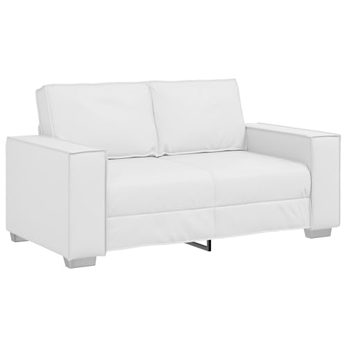 vidaXL Modernes Zweisitzer Sofa Für Zwei Langlebiges Kunstleder Sitzmöbel Stylische Weiße Farbe Kompakte Größe Wohnzimmer Und Büro Couch Sitzplatz Innenraum Kleiner Sitz Texturiert von vidaXL