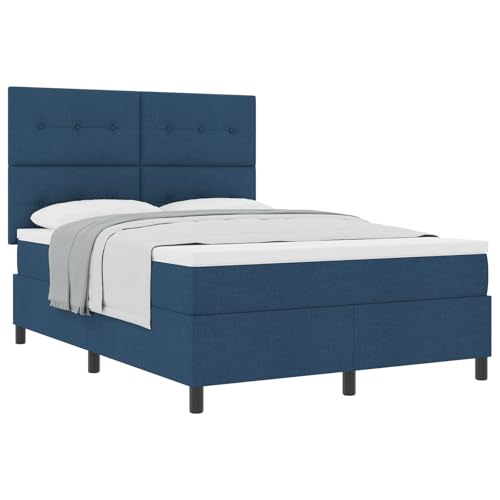 vidaXL Modernes blaues Stoffbettgestell mit Taschenfederkernmatratze 140X190 cm Schlafzimmermöbel für Erwachsene Massivholz Beine Reißverschlussbezug Schoner Pad Topper Schaum Box vidaXL Modernes blaues Stoffbettgestell mit Taschenfederkernmatratze 140X190 cm Schlafzimmermöbel für Erwachsene Massivholz Beine Reißverschlussbezug Schoner Pad Topper Schaum Box von vidaXL