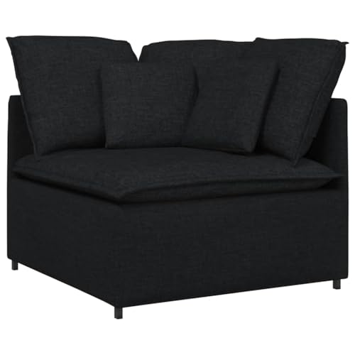 vidaXL Modulares Sofa Eckmodul mit Kissen Schwarz 100 cm, modulare Couch, Ecksofa, Sofa Stoff, Sofa modern, modulares Ecksofa, schickes Sofa von vidaXL