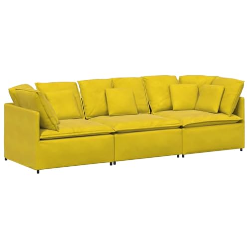 vidaXL Modulares Sofa mit Kissen Samt Gelb, modulare Couch Samt, anpassbares modernes Sofa von vidaXL