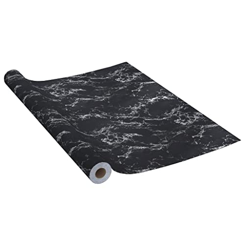 vidaXL Möbelfolie Selbstklebend Opak Klebefolie Küchenfolie Schrankfolie Dekofolie Möbel Küche Tür Fenster Folie Schwarz Steinoptik 500x90cm PVC von vidaXL