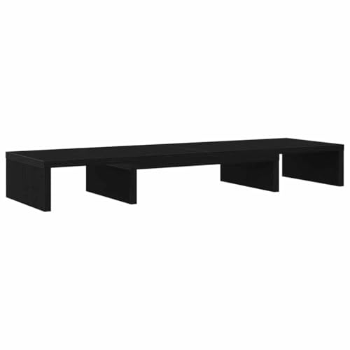 vidaXL Monitorständer Verstellbar Schwarz Eichen-Optik 80x24x10,5 cm, Erhöhung Monitor, Ständer für 2 Monitore, Doppel Monitorständer, Ständer Monitor von vidaXL