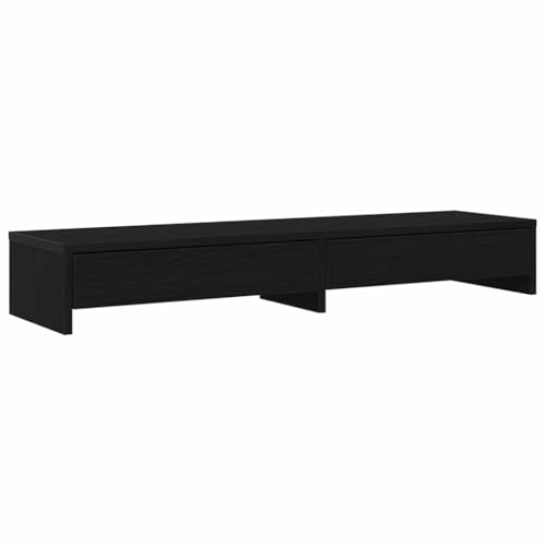 vidaXL Monitorständer mit Schubladen Schwarz Eichen-Optik 100x27x15 cm, Monitorerhöhung, Schreibtischaufsatz, Monitorregal von vidaXL