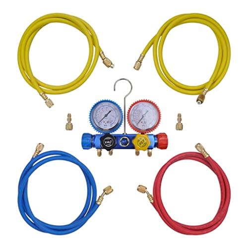 vidaXL Monteurhilfe 4-Wege mit 4 Schläuchen Klimaanlage R134 R410a R22 R407c von vidaXL