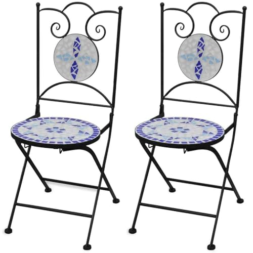 vidaXL Mosaik-Bistrostuhl Blau/Weiß 2er-Set vidaXL Mosaik-Bistrostuhl Blau/Weiß 2er-Set von vidaXL